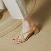 Fashion 2025 New Retro Sheepskin Women Sandals French Chunky Heel Open Toe Sandals Buckle Strap Summer Shoes Heel Women Explosive Spot