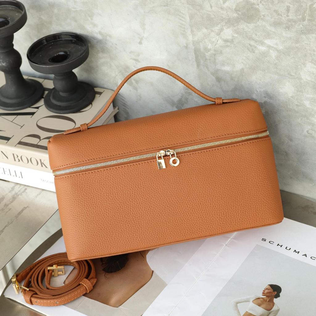 Genuine Cowhide Leather Makeup Crossbody Bag - Elegant, Versatile, Candy-Colored Women's Handheld Tote