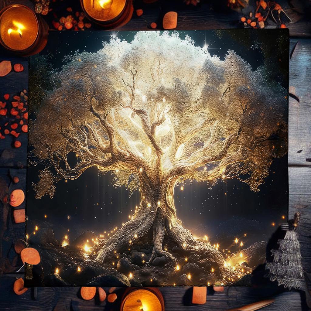 Lebensbaum Tarotkarte Tischdecke Mondphase Pflanzen Tischdecke für Tarot Hexe Wicca Altar Tuch Divination Tuch Kartenunterlage