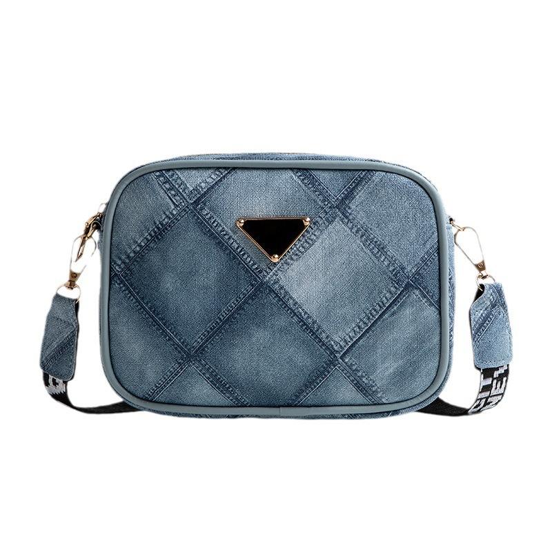 Trend Denim Pattern Small Square Bag Lis Fashion Gradual Change Color Diamond Crossbody Shoulder Women's Bag Mobile Phone Bag
