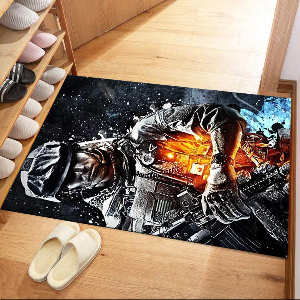 Cyberpunk Soldier Combat Square rugs are a great choice for living rooms, bedrooms, home décor, and as gifts.