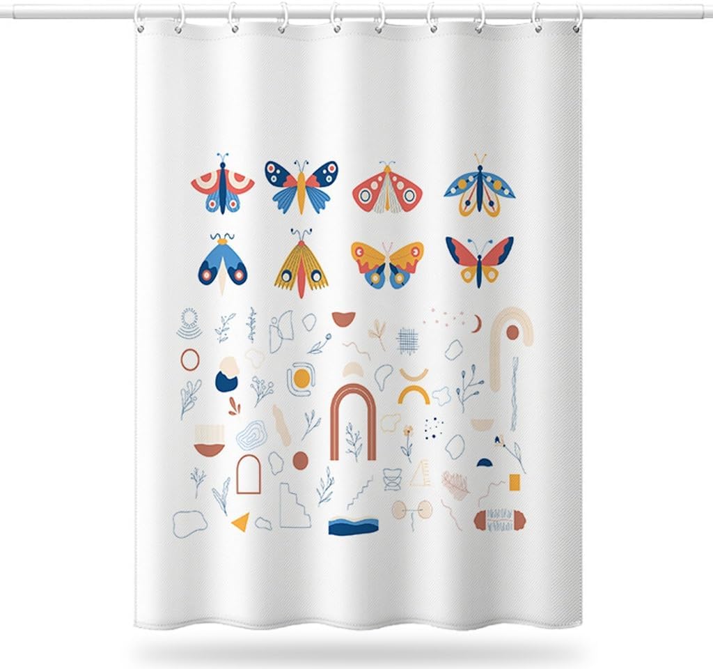 1 Piece Shower Curtain Butterfly Pattern Shower Curtain Waterproof Shower Curtain Digital Print Door Curtain, Machine Washable