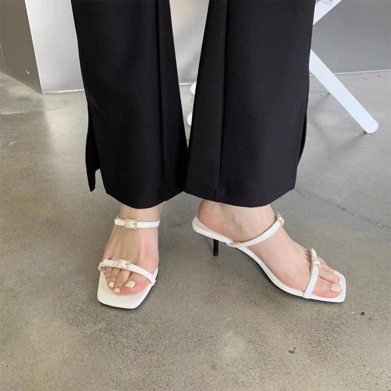 New Women's Shoes Summer Design Metal Strange High Heel Sandal Summer Women Slipper Slip-On Sliders Broken Ladies Sandals