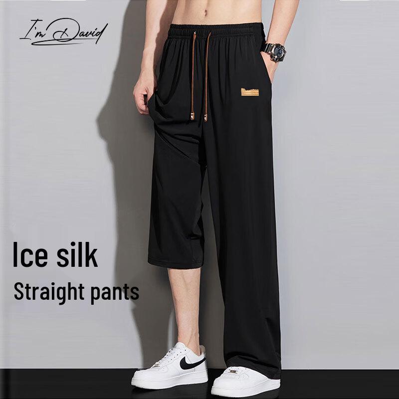 

I M DAVID Men s Summer Ice Silk Loose Straight-Leg Casual Pants XL