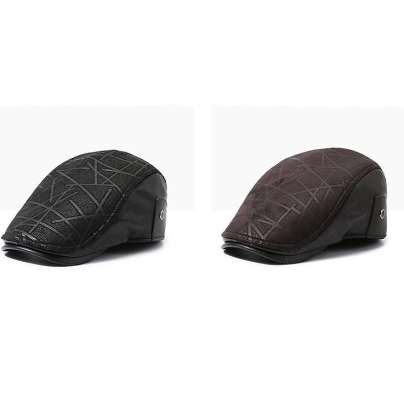Men Beret Hats Ear Protection Cap Warm Winter Protection Leather Gifts Caps