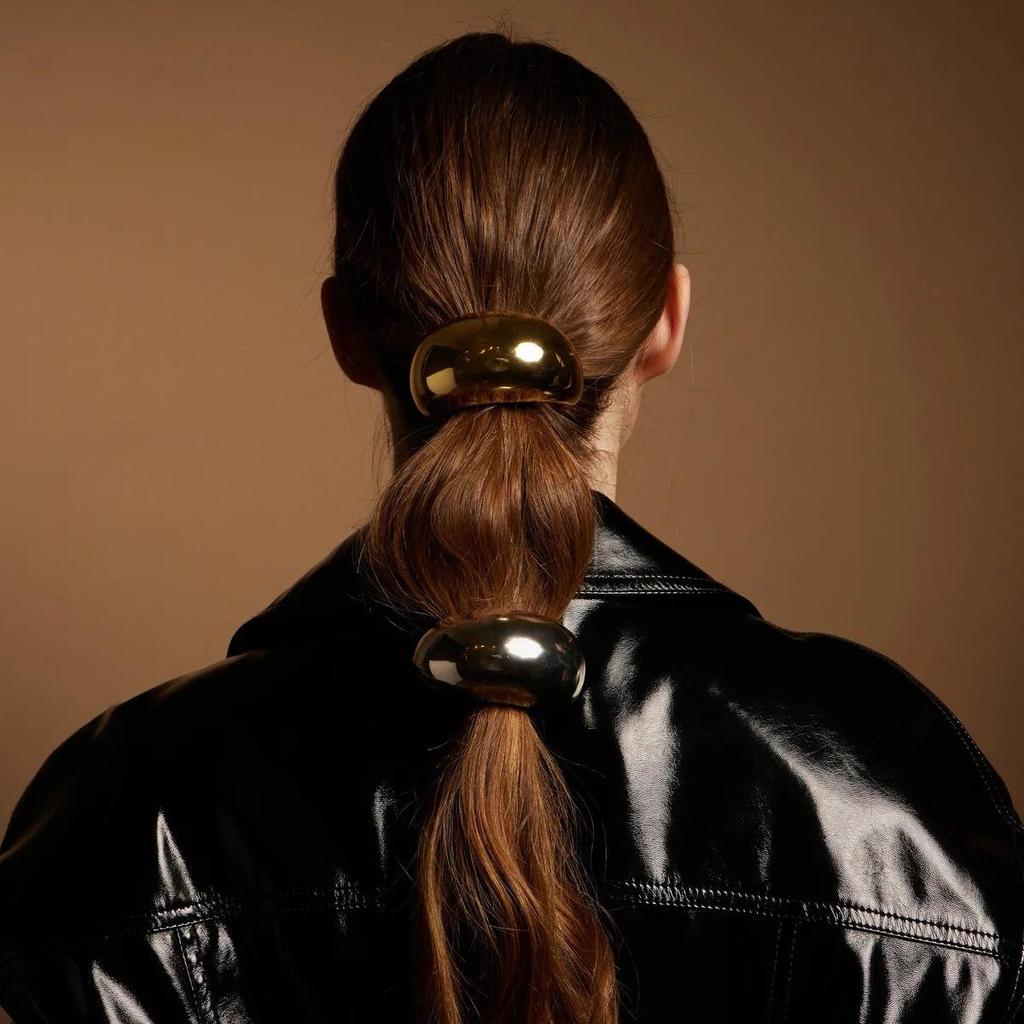 Jieding Stainless Steel Hair Tie: High-end European & American Ponytail Rubber Band with Titanium Steel Headwear.