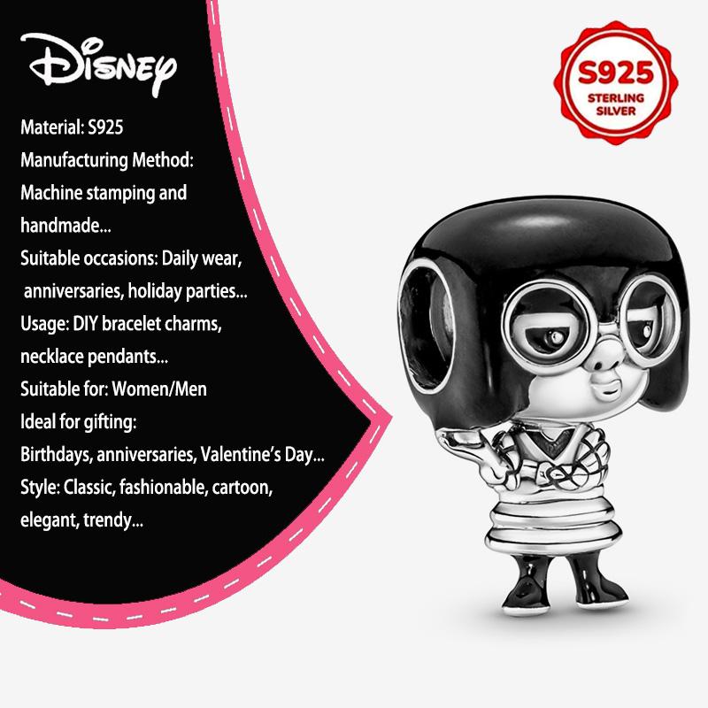 New Disney 925 Silver Winnie & Stitch Charms for Bracelet Necklace DIY Jewelry Gifts Holiday Party