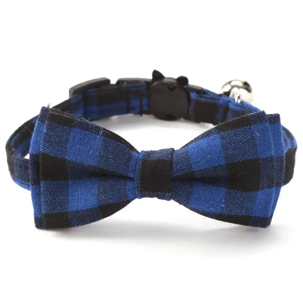 Pet Breakaway Kitten Cat Collar Bow Tie with Bell Cute Plaid Christmas Red Adjustable Dog Collar for Cats Kitten Accessories