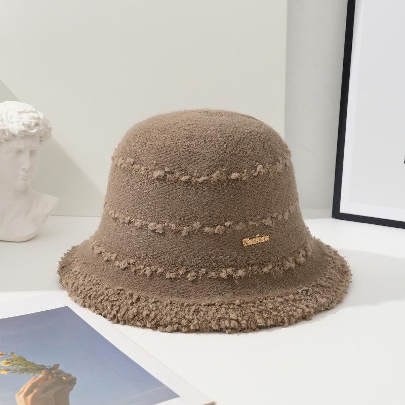 

Осенне-зимняя флисовая вязаная панама для женщин, простая шапка-ведро с кисточками, универсальная рыбацкая шапка, сохраняющая тепло