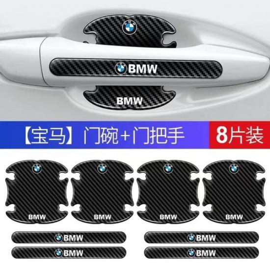 8PCS Carbon Fiber Car Door Handle Bowl Film Protector Decal Sticker for BMW