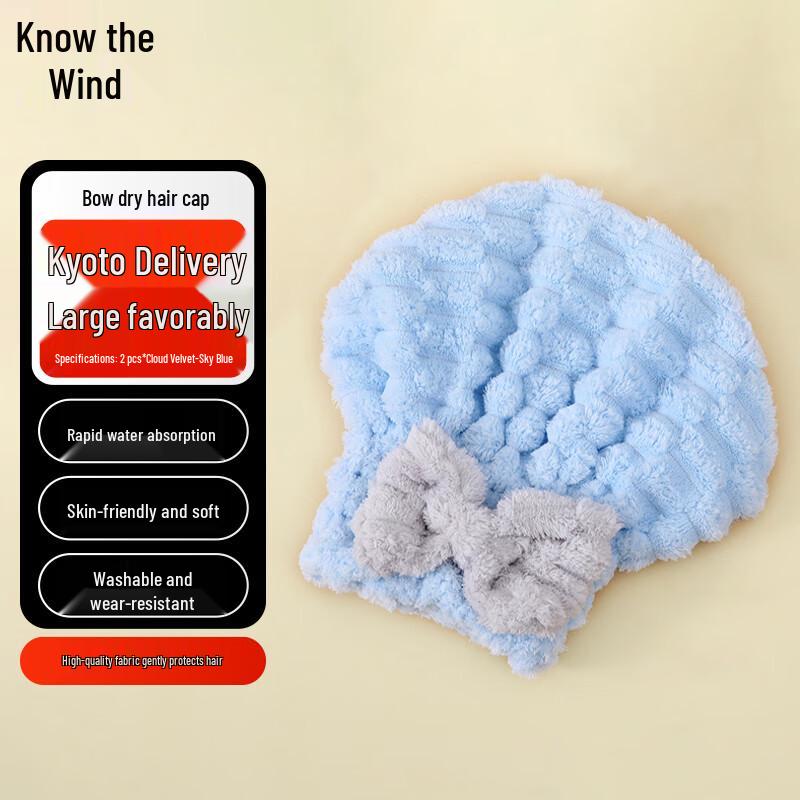 Bowknot Absorbent Hair Drying Cap