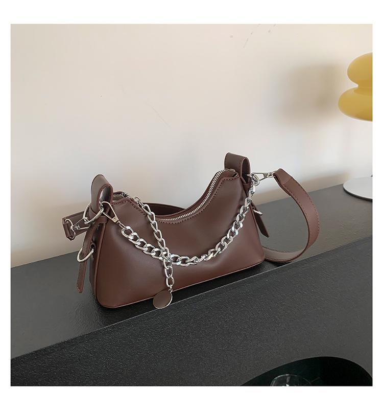 

Женские сумки, сумки через плечо, универсальные и нишевые сумки на цепочке, модные и зарубежные сумки подмышки, сумки-мессенджеры, Tide. темно-коричневого