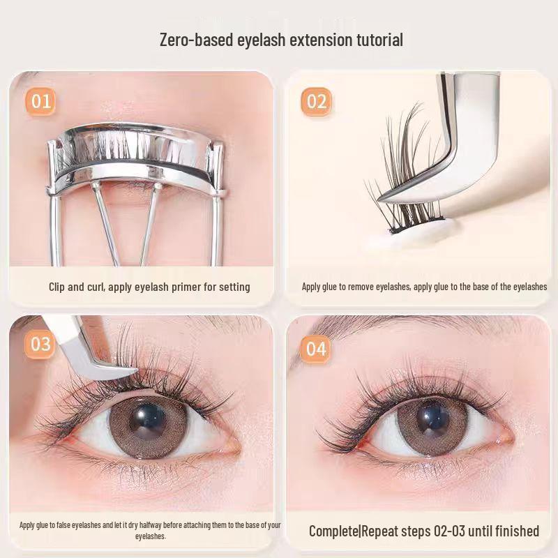 Professional Eyelash Tool Set: Gold Feather & Eagle Beak Clips, 7-Shaped Clip, High-Precision Tweezers, Eyelash Curler.