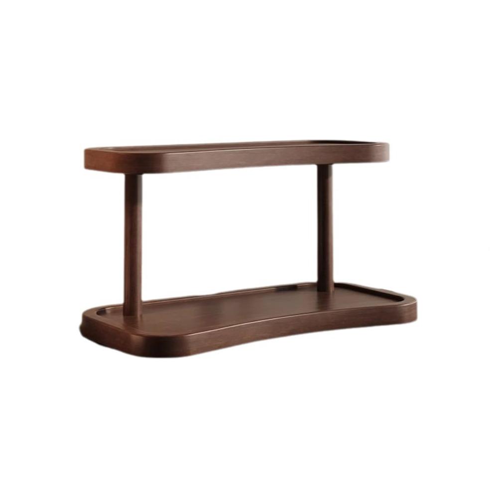 

Wooden Desktop Storage Rack Double Layer Spice Jar Storage Holder Cosmetics Storage L коричневый