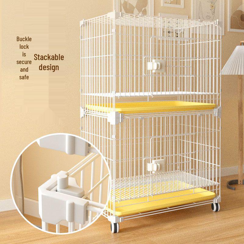 Reinforced Three-Layer Indoor Pet Cage with Toilet for Small Dogs