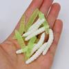 MNFT 40PCS 3.8cm 0.6g Bass Fishing Worms Lures Green/White Silicone Soft Maggot Baits Bread Worm Fishing Lure