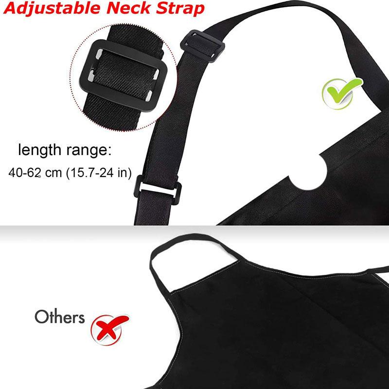 Plus Size Aprons with Pockets Kitchen Cooking Bib with Adjustable Neck Strap Water and Oil Resistant Chef Apron for Men Women