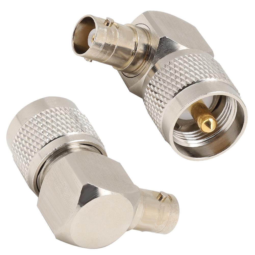 2PCS UHF Male PL 259 to BNC Female Adapter 90 Degree Connector Converter for Coaxial Cable