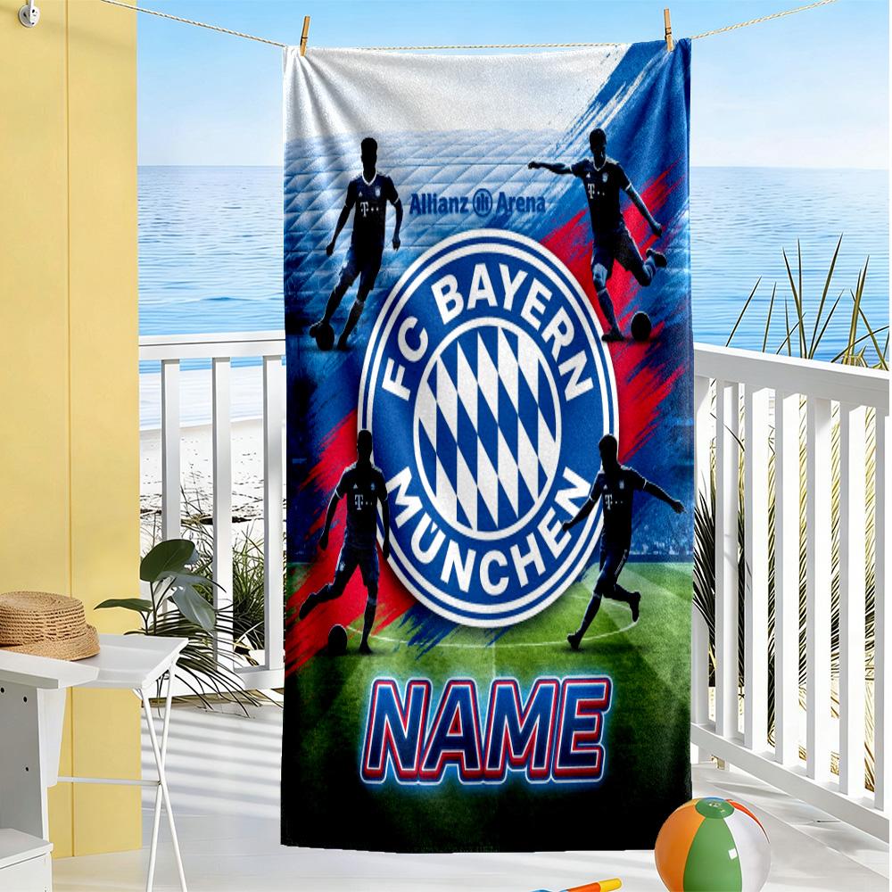Bayer Munich Soccer Fan Customize Text Beach Towel High Absorbency & Quick-Dry Perfect for Traveling Yoga Camping and Swimming