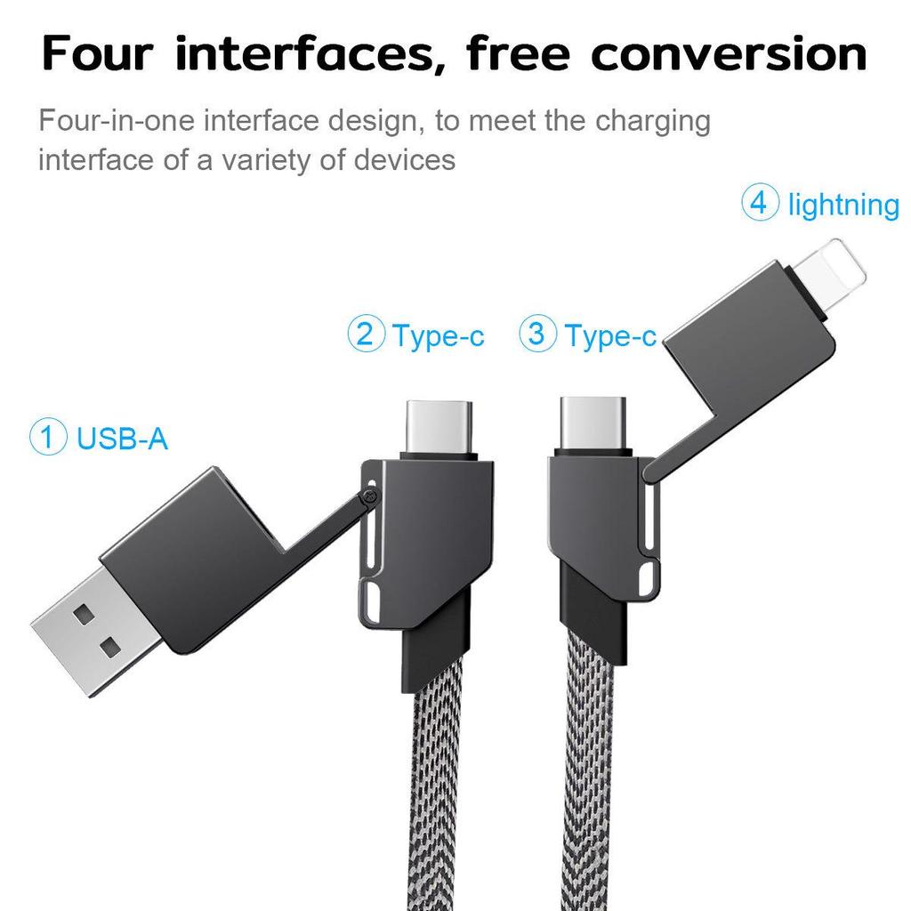 2024 Zinc Alloy Magnetic Fast Charge 4-in-1 Type C PD60W Cable Power Bank
