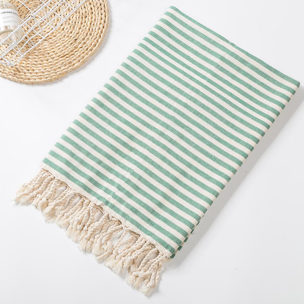 Customized 100% Cotton Hamam Beach Towel Striped Turkish Tassel Printed Adult Sports Logo Bath Swim Travel Quick-Dry All-Season
