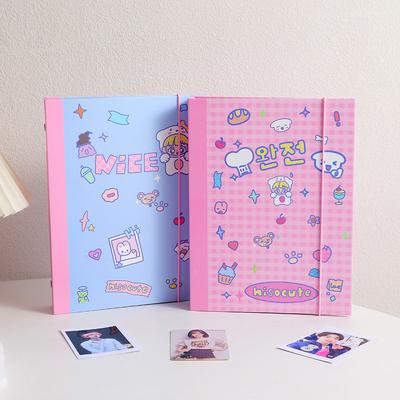 Kawaii A5 Fotoalbum Bindmiddel 6-gaten losbladige Kpop Photocard Verzamelen Boek Hard Papier Cover 3/5 inch Kaart Mouwen Tas Briefpapier