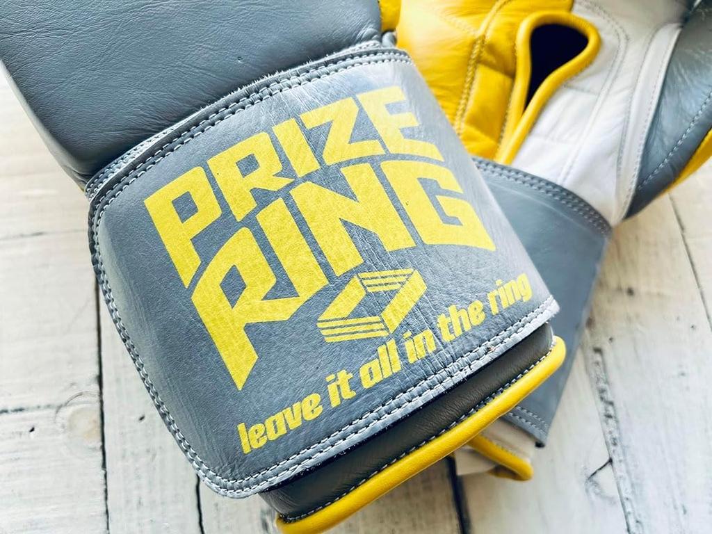 Boxerské rukavice PRIZE RING „Professional SS“ šedo-žluté (16 oz)