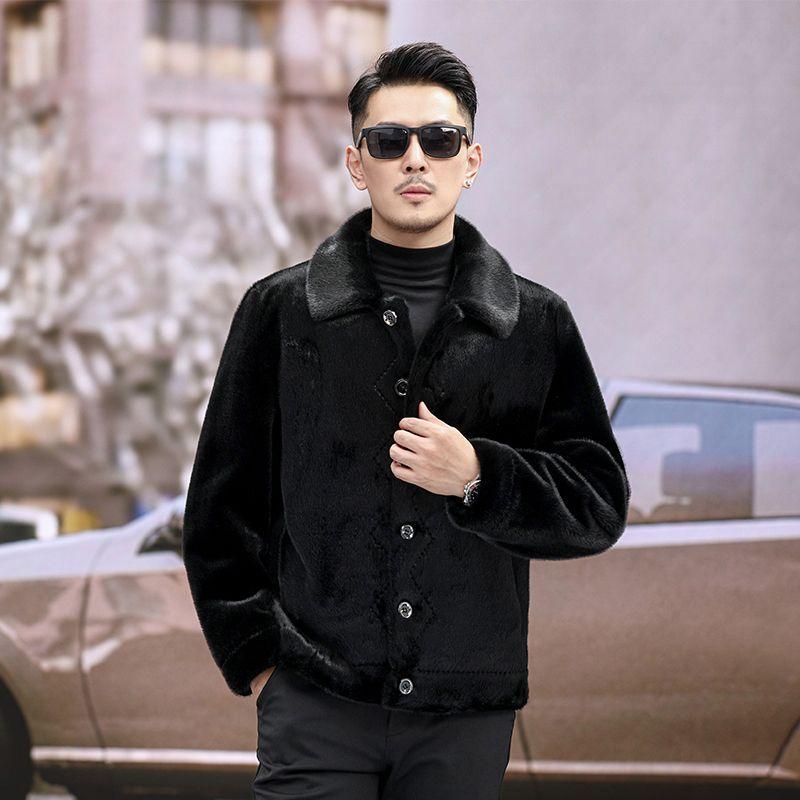 

Haining Fur Men s Mink Coat for Autumn and Winter, Thickened, Loose, Fashionable, Casual, Large-sized Men s Clothing 4XL