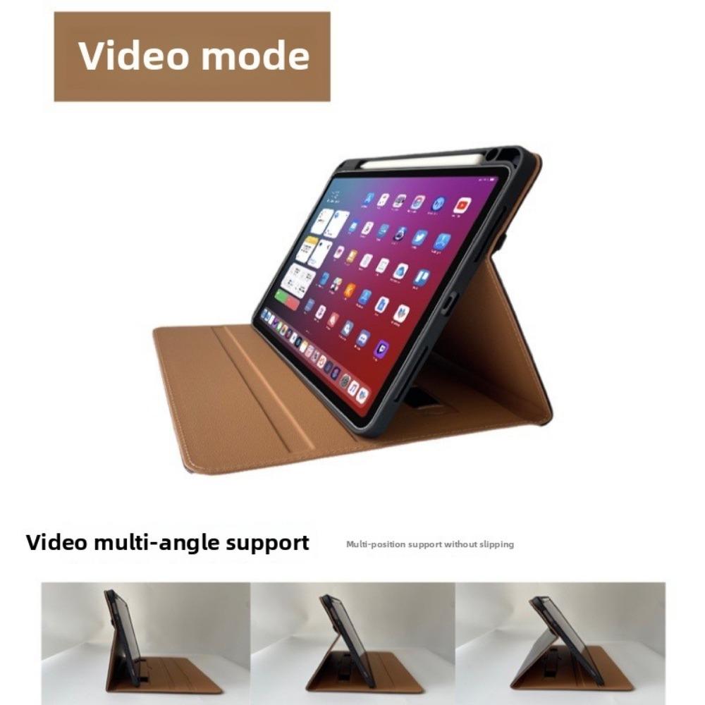 Premium Leather iPad Case 9.7-12.9 Inch Vintage Style with Pencil Slot Honeycomb Protection Cover for Tablet
