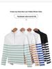 2025 Women's Striped Long-Sleeve Zipper T-Shirt with Stand Collar