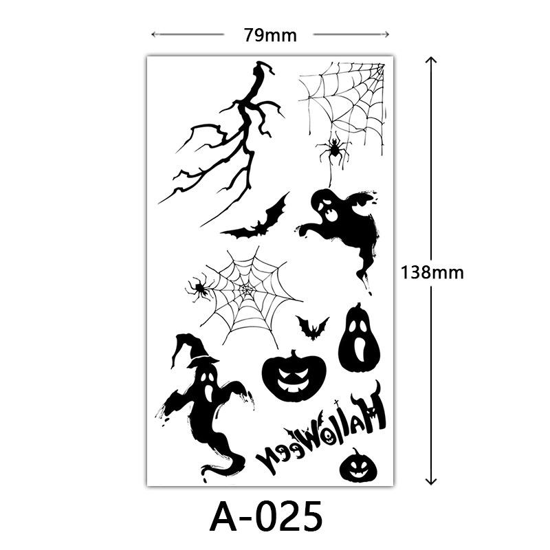 Halloween Tattoo Sticker, Skull Reaper Sickle, Black Bat Tombstone Pumpkin Tattoo