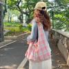 Embroidered Bow Canvas Plaid Shoulder Bag Double Side Underarm Bag Casual Cloth Hobo Bag  Daily