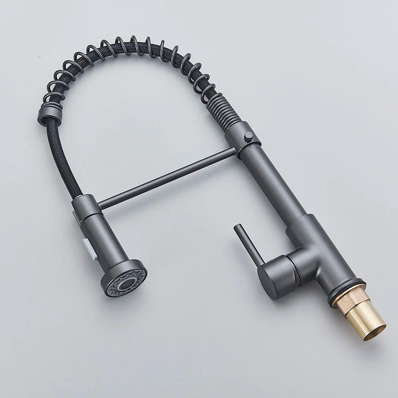 Black Gray Kitchen Sink Faucet Dual Mode Spout Pull Down 360° Rotation Faucet Deck Mounted Hot Cold Water Mixer Tap Torneira