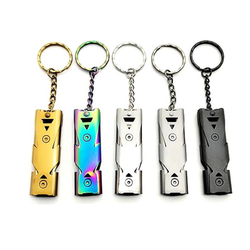 Buy Stainless Steel Whistles Double Pipe Emergency Survival Whistle at