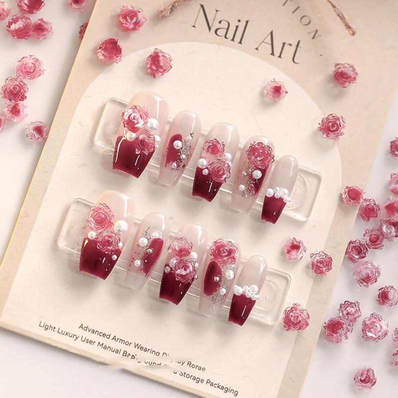 50Pcs 3D Resin Flowers Nail Art Charms Accessories Rose Camellia Nail Decor Diy Nails Decoration Materials Manicure Salon Supply