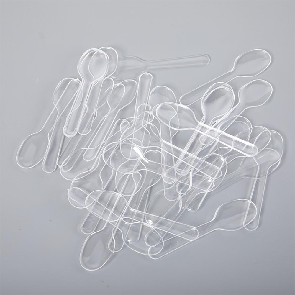 100pcs Transparent Disposable Flatware Spoons Plastic Disposable Clear Plastic Spoons Cutlery   Home