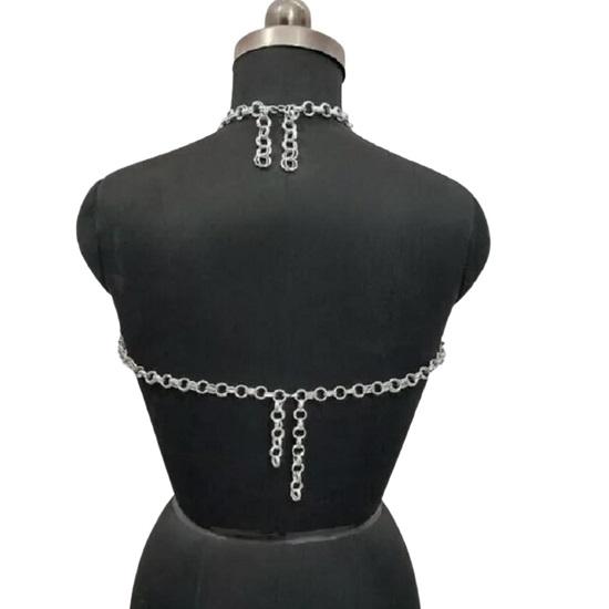 Maliss Aluminum Chainmail Top Lightweight Festival Ring for Women Handmade Chain Maille Crop Boho Rave Concert Wear