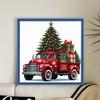 Xmas Tree Truck Full 11CT 3 Strands DIY Counted Cross Stitch Patterns Arts Craft Kits 40x40cm for Beginners Adults Home Decor