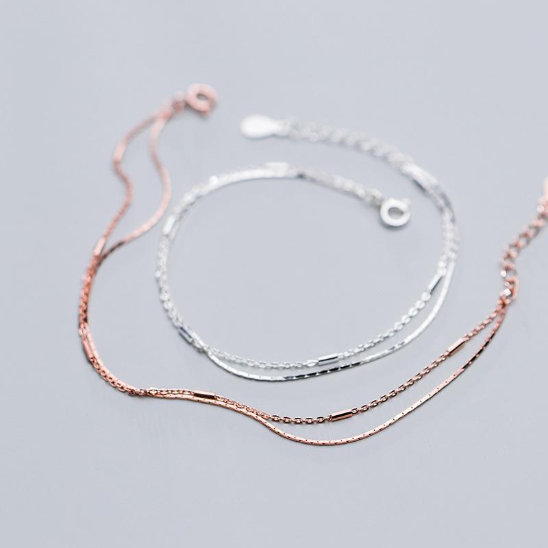 Modian 2 color Silver Bracelet for Women Fashion Geometric Double Layer Link Chain 925 Sterling Silver Korea Style Fine Jewelry