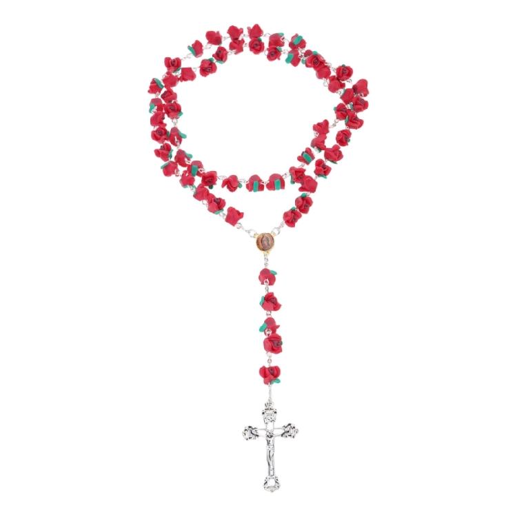 Cross Rose Beads Religious Jewelry for Women Catholic Rosary Necklace Meditation 1