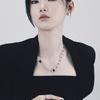 Baroque Stone Black dot unbalanced necklace