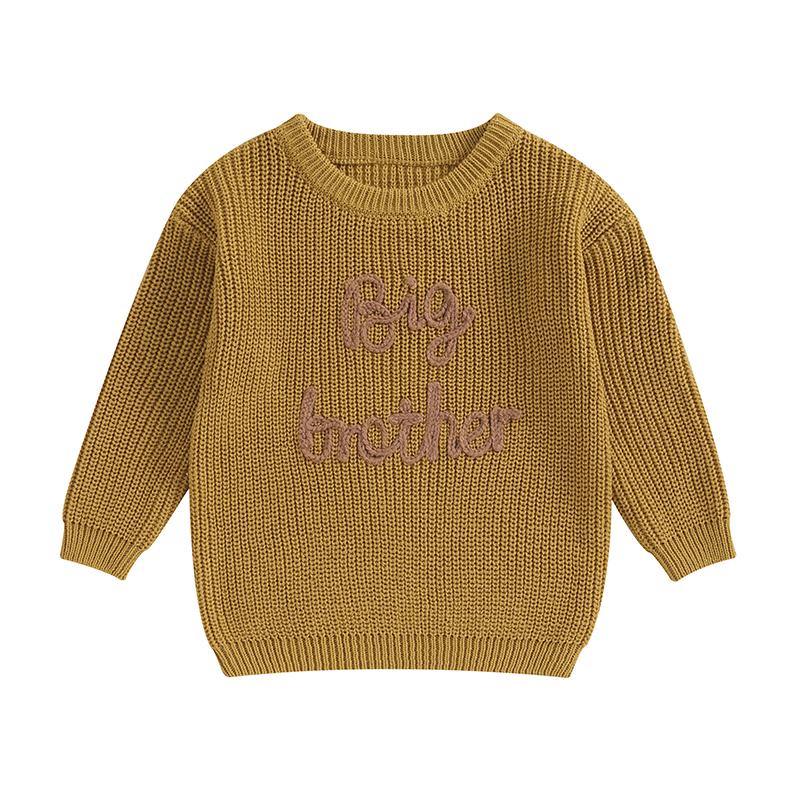 Boy Cute Sweater Children Baby Letter Embroidery Knitted Tops Kids Autumn Winter Pullover Sweaters Clothes