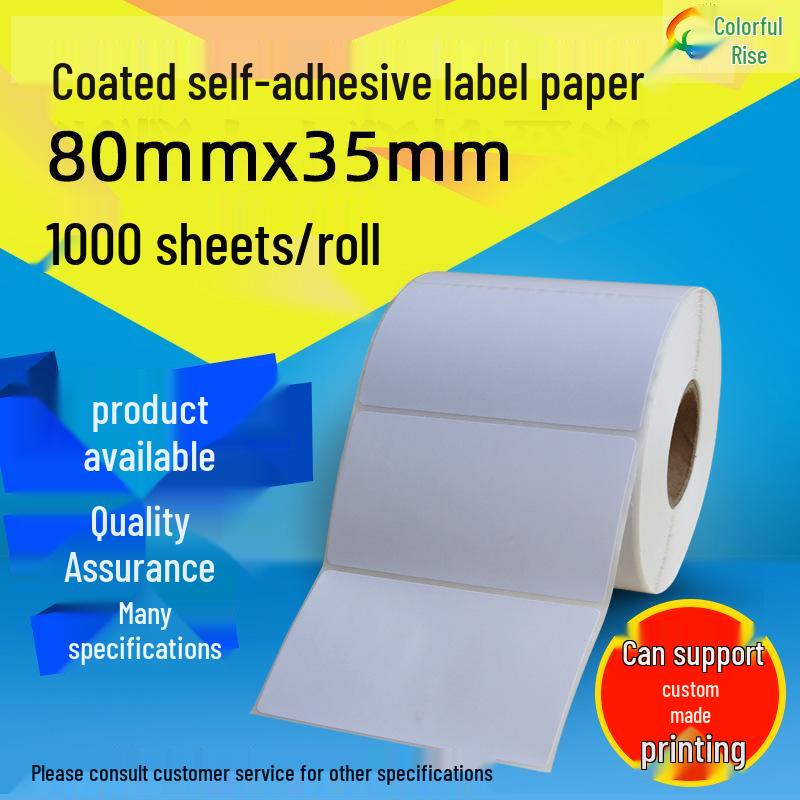 80x35mm Self-Adhesive Barcode Label Paper, Coated for Printing Copper Plate Adhesive