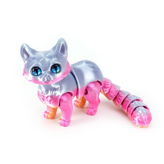 3D Printed Cat Figurine Movable Joints Cat Figure Articulated Animal Model Toy Home Office Bookshelf Desktop Decoration Ornament