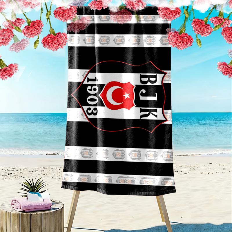 Beşiktaş J.K Print Beach Towel, Large Soft Quick Dry Towel for Beach Camping Swimming