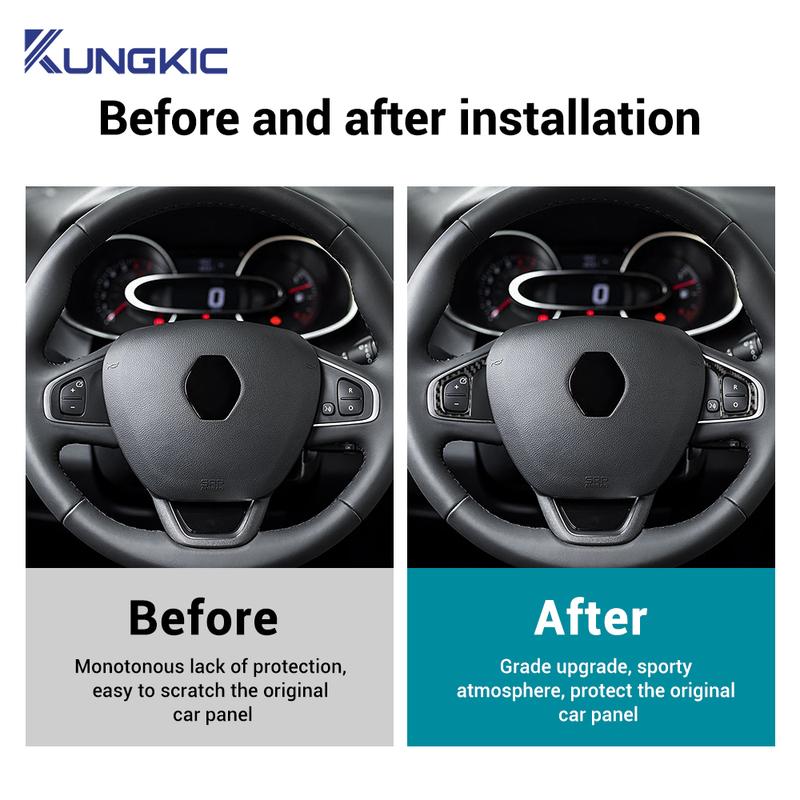 For Renault Clio 3 2013 2014 2015 2016 2017 2018 Real Soft Carbon Fiber Sticker LHD RHD Car Steering Wheel Button Frame Trim