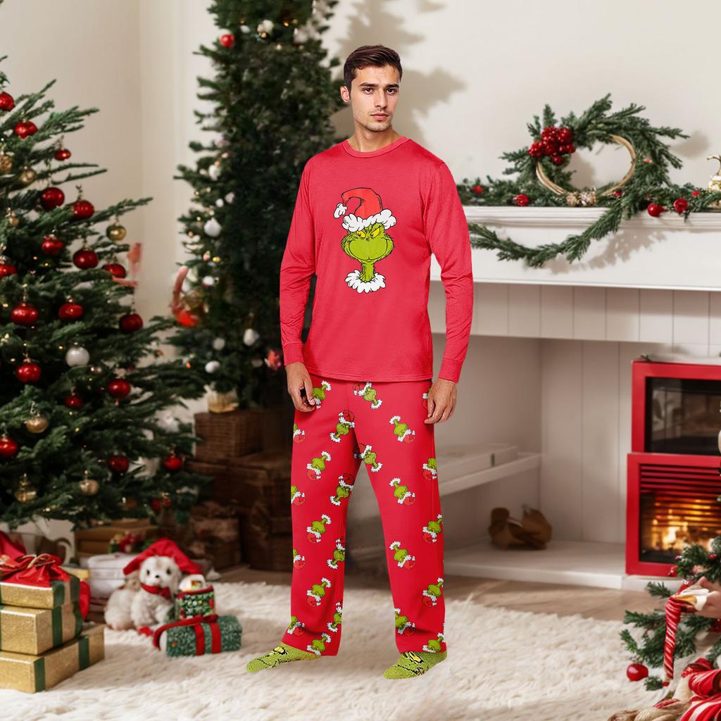 Christmas Print Cute Family Set Pajamas, Home Clothes, Family Set Long Sleeve Top Pants Set