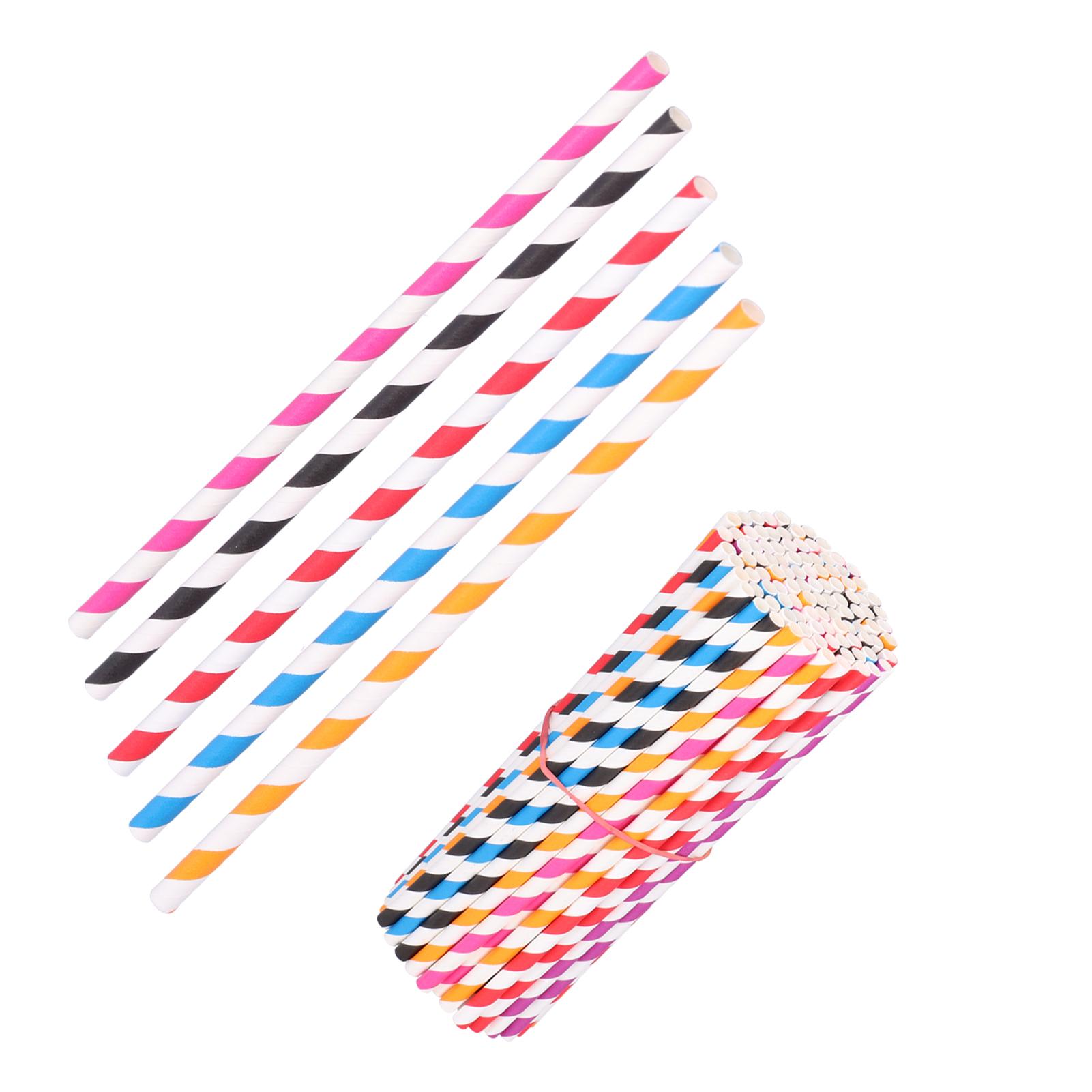 100 шт. Одноразовые питьевые радужные полосатые экологически чистые нетоксичные бумажные соломинки