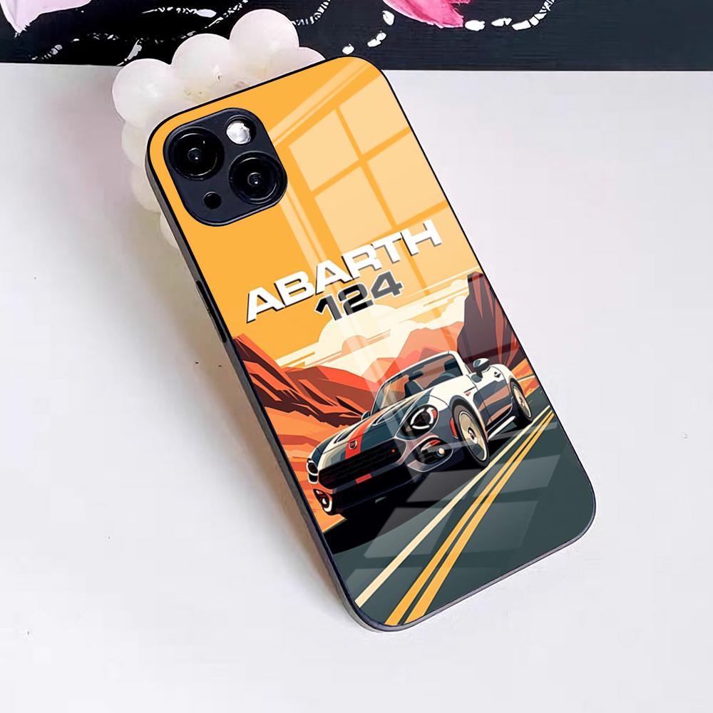 A-abarth Car Phone Case For IPhone 17 Pro Max 16 15 14 Pro Max 13 11 X Xs Xr 8 7Plus Glass Cover