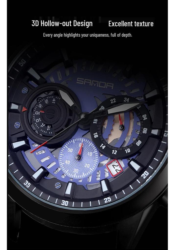 Sanda Men’s Six-Hand Waterproof Casual Business Watch - Korean Style Fashion Trend